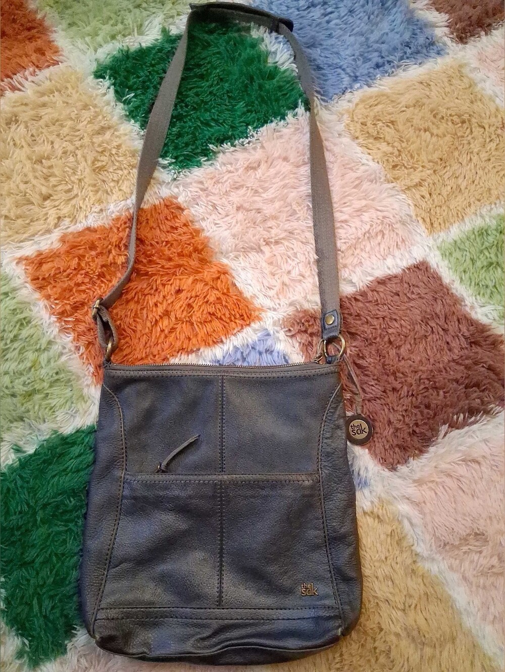 The Sak Gray Pebbled Leather Crossbody Bag